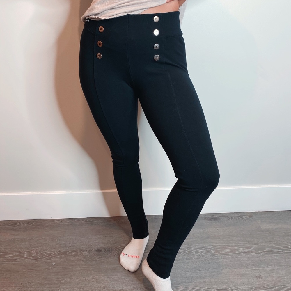 high waisted button leggings